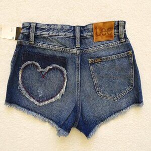 Lee Heart Cut Off Denim Jean Shorts Size 25 High Rise